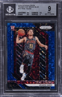 2018-19 Panini Prizm Blue Fast Break #78 Trae Young Rookie Card (#131/175) - BGS MINT 9